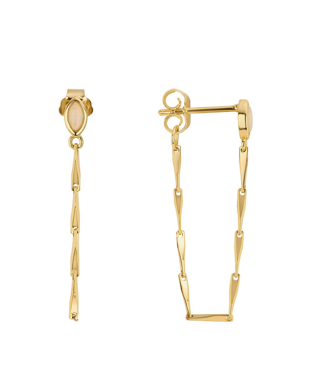 Macy's Gold-Plated Simulated Opal Chain Front and Back Post Drop Earrings