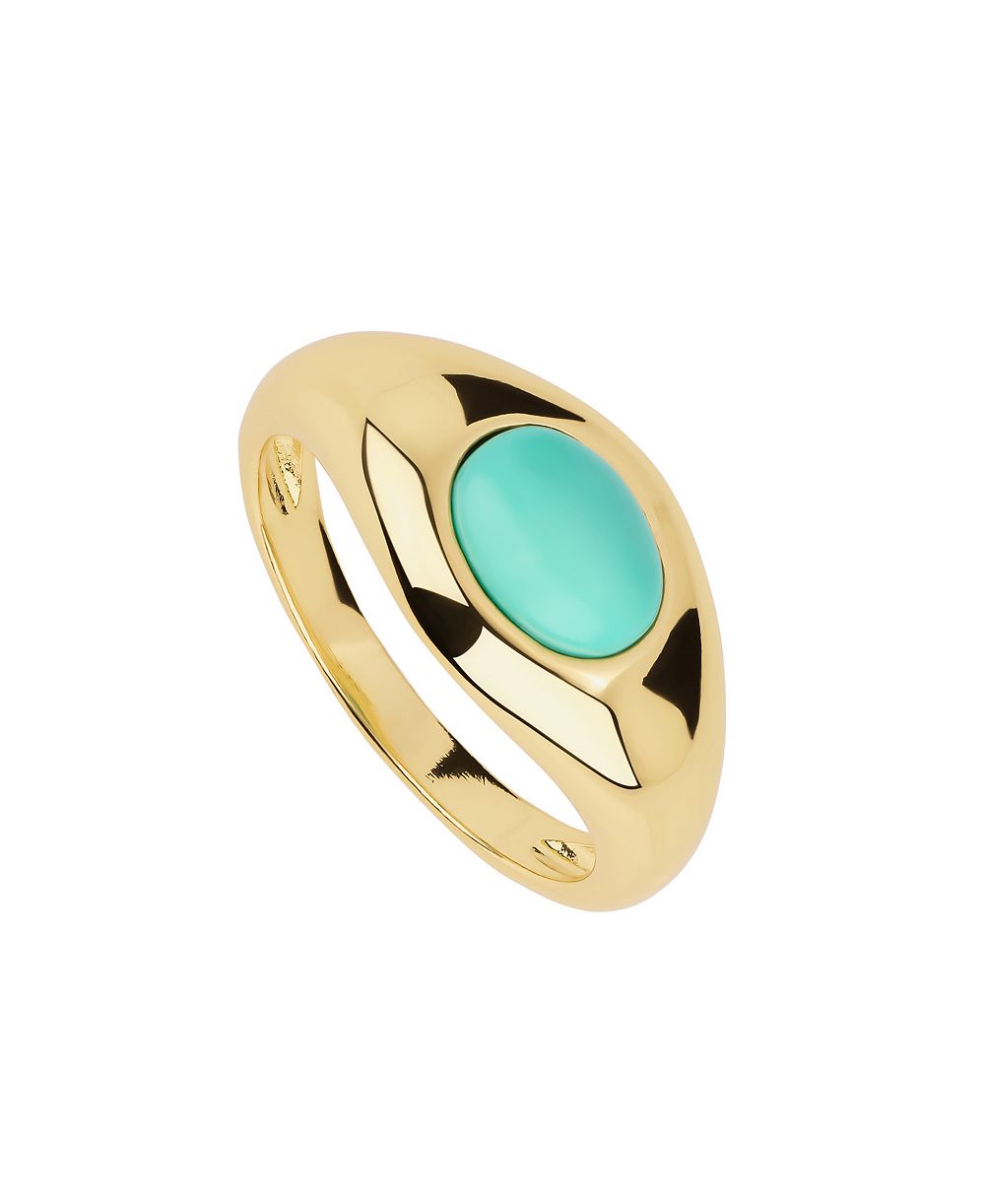 Кольцо с имитацией лунного камня и бирюзы Howlite, позолоченное