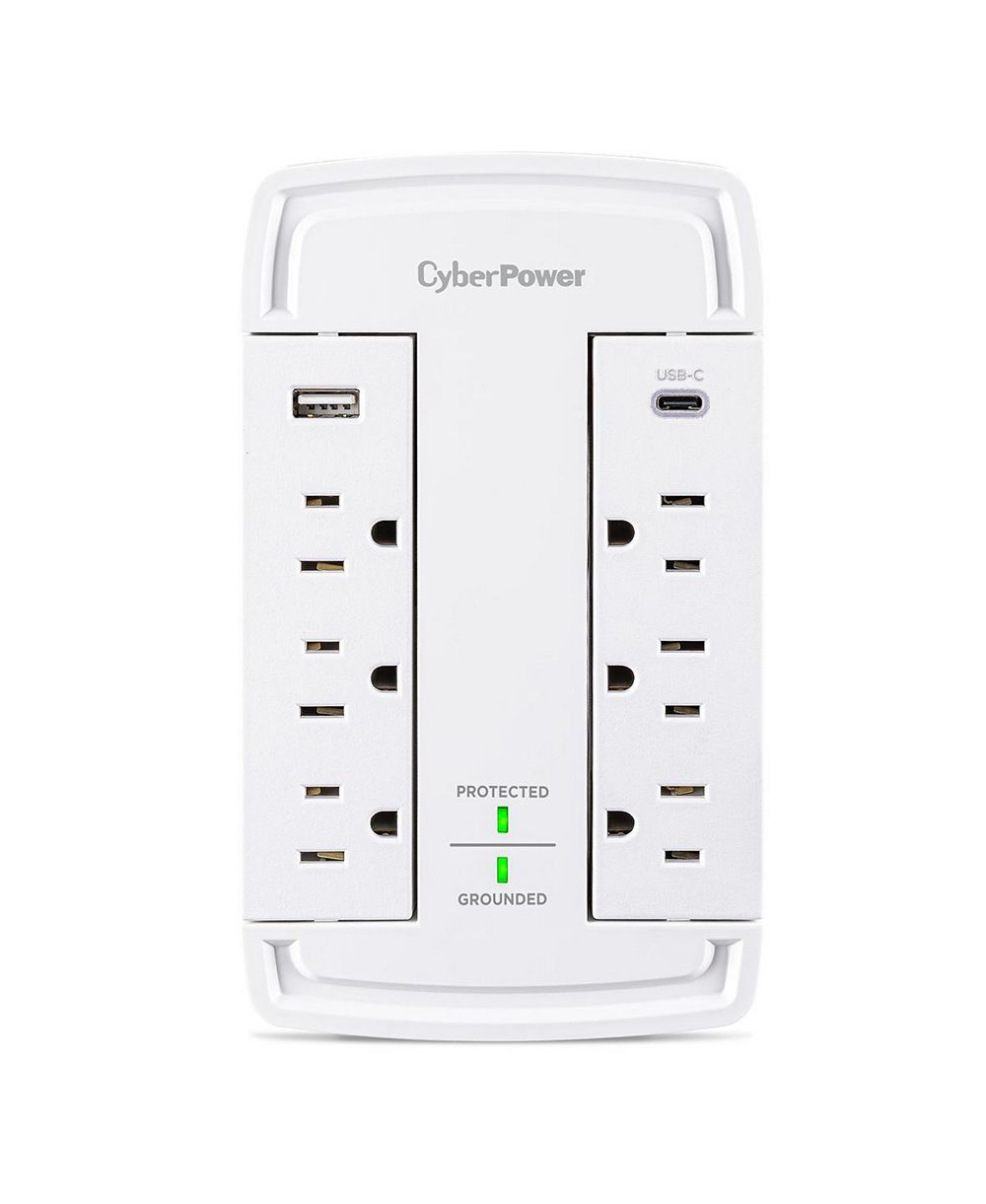 CyberPower 2400 Joule 6 AC Outlet Wall-Tap Surge Protector for USB Devices