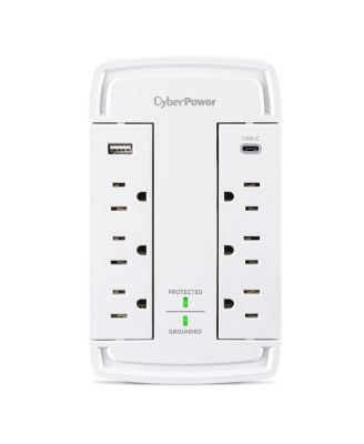 CyberPower 2400 Joule 6 AC Outlet Wall-Tap Surge Protector for USB Devices