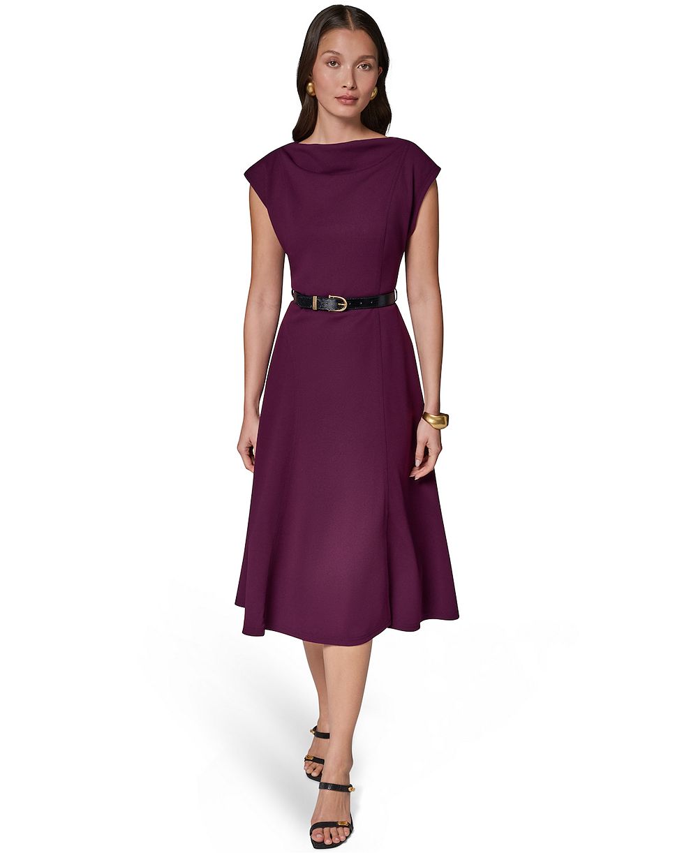 Женское платье А-силуэта Donna Karan New York с коротким рукавом и воротником лодочка