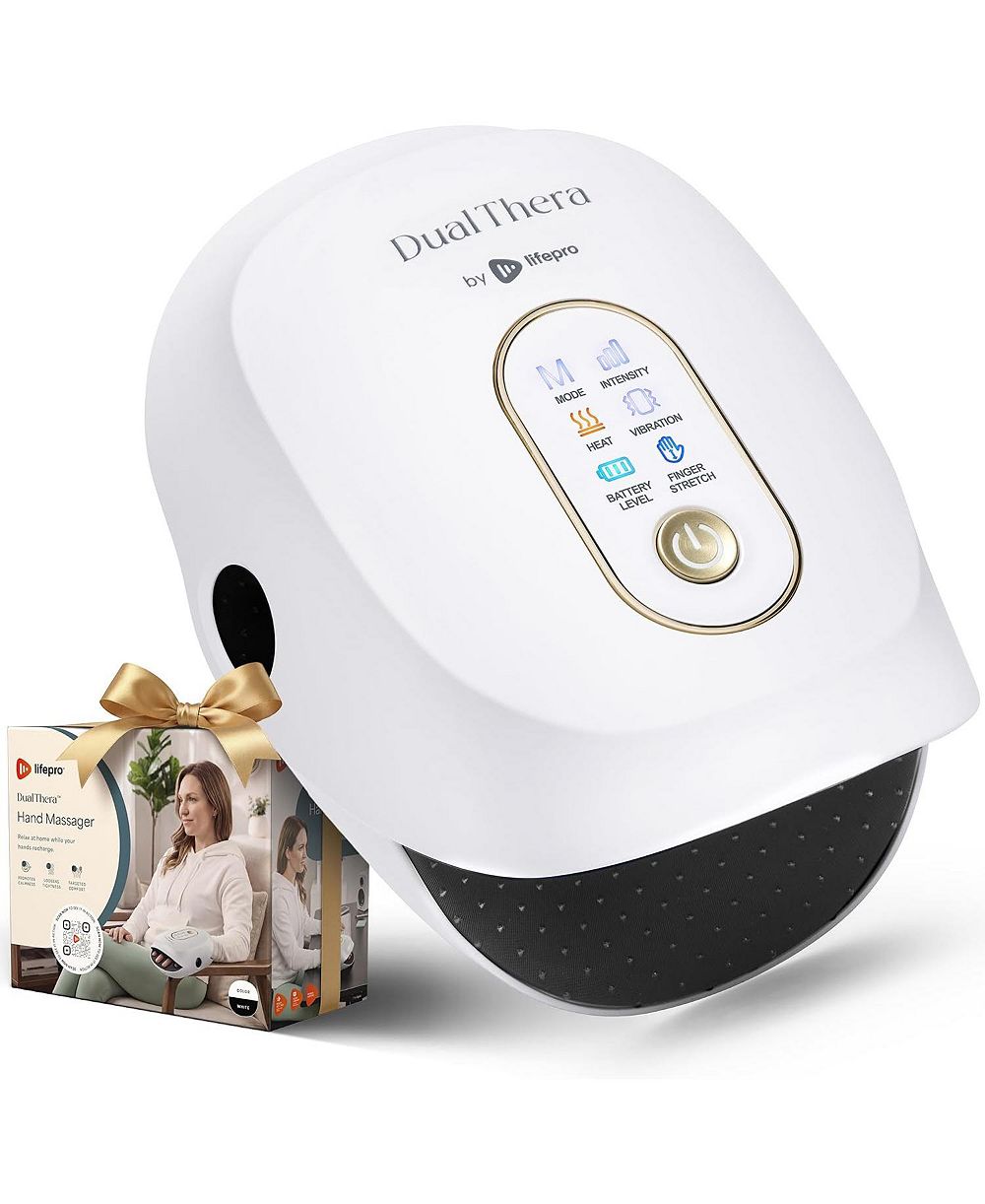Lifepro DualThera Hand Massager with Heat and  Compression Cordless Hand Massage Machine for Finger, Wrist and Palm Relief, USB-C Rechargeable