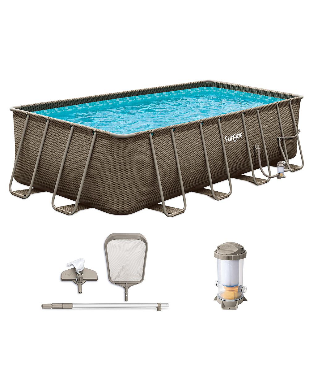 Наземный бассейн Funsicle Oasis Designer 18 Feet с насосом, Triple Basketweave