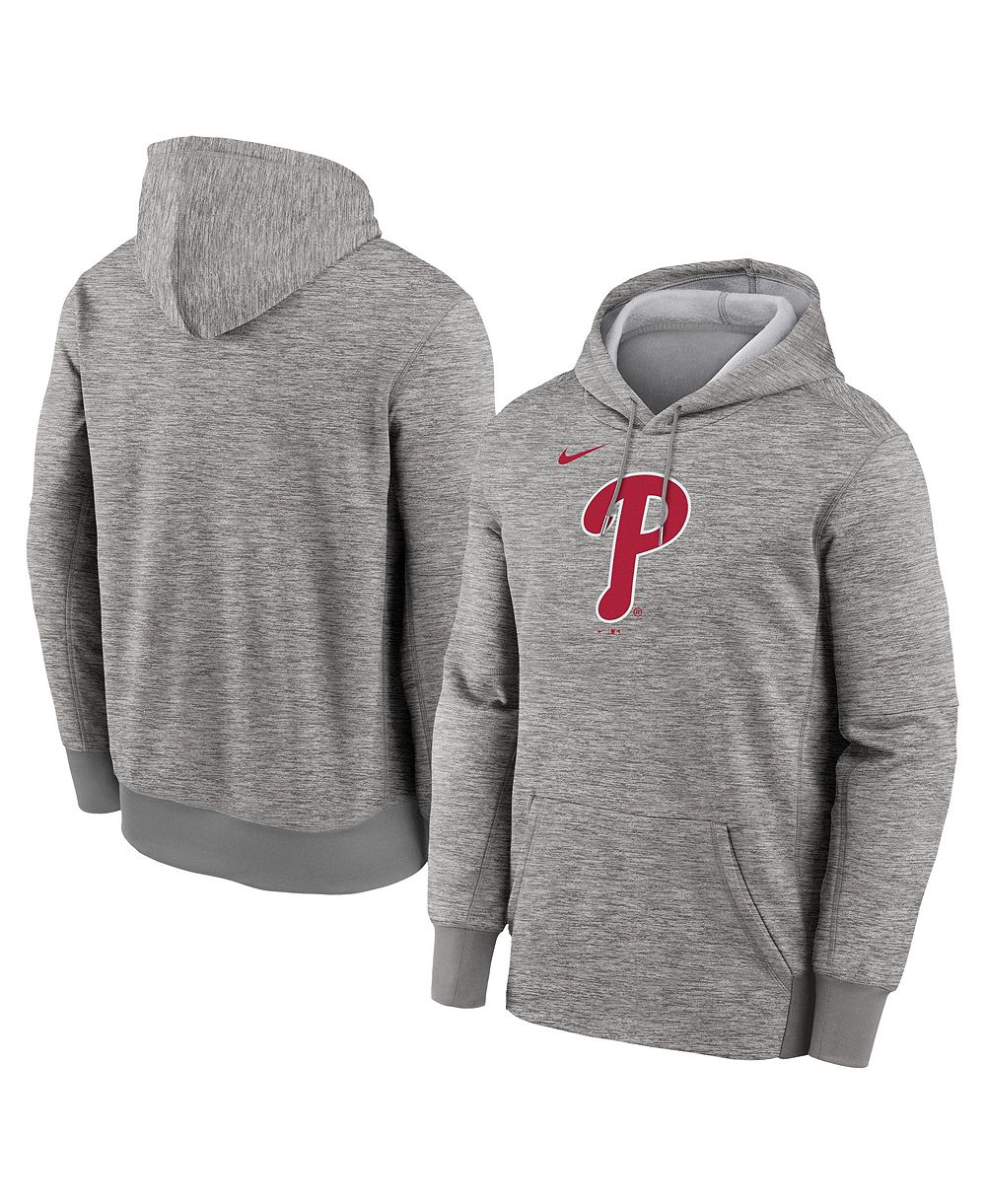 Худи Nike Men's Heather Gray Philadelphia Phillies Primary Logo Therma