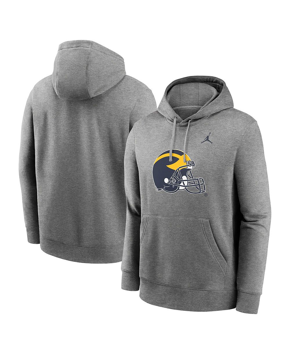 Мужское худи Jordan Michigan Wolverines Primetime Alternate Logo Club Fleece Pullover Heather Gray