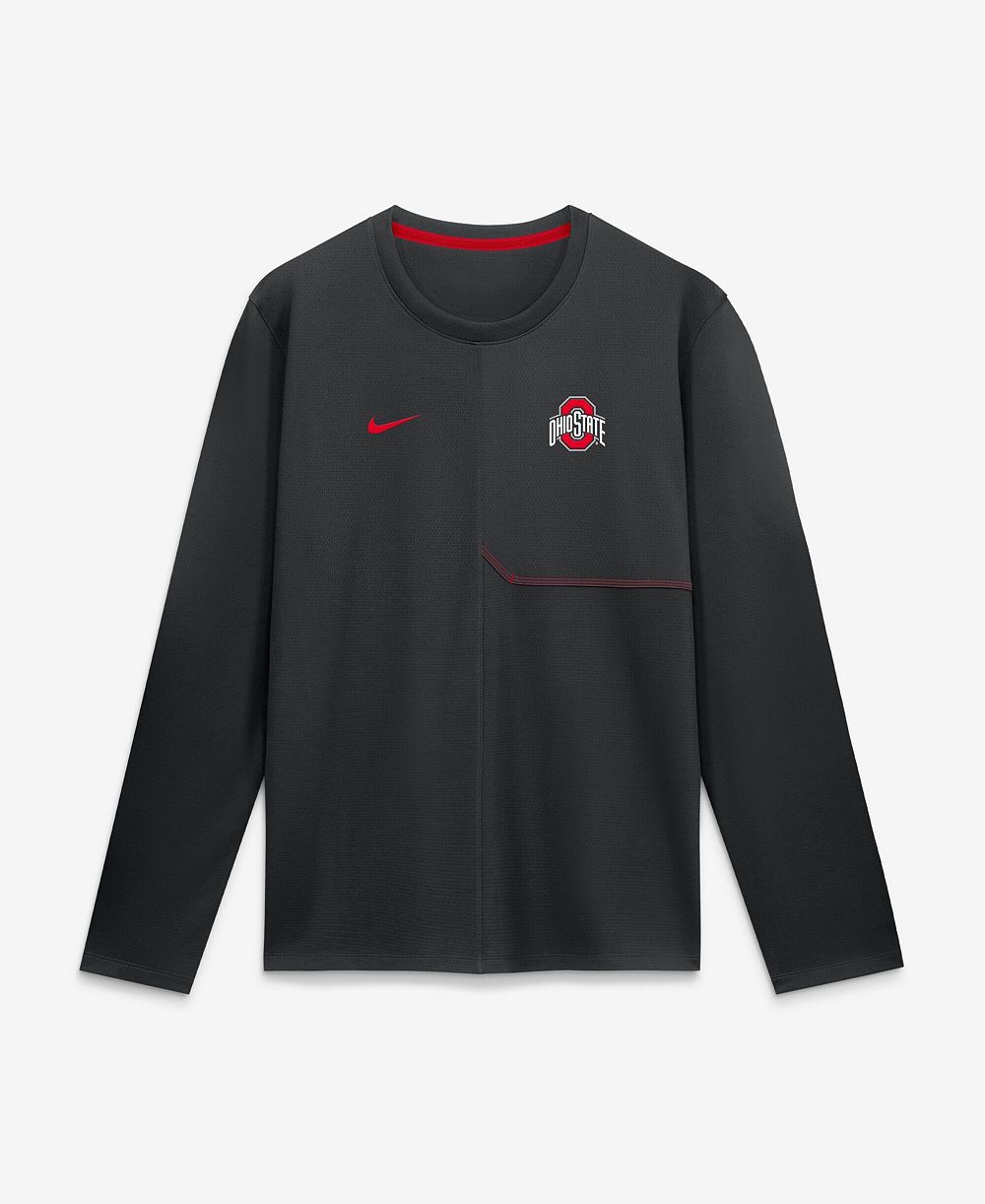 Мужская футболка Nike Black Ohio State Buckeyes 2026 Sideline Coaches UV Dri-FIT Long Sleeve