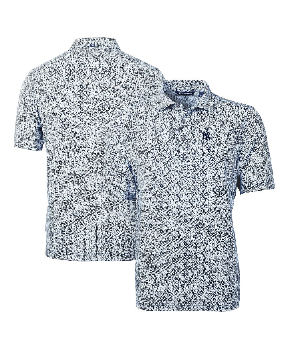 Cutter Buck Мужская рубашка поло New York Yankees Virtue Eco Pique Botanical Print, темно-синяя