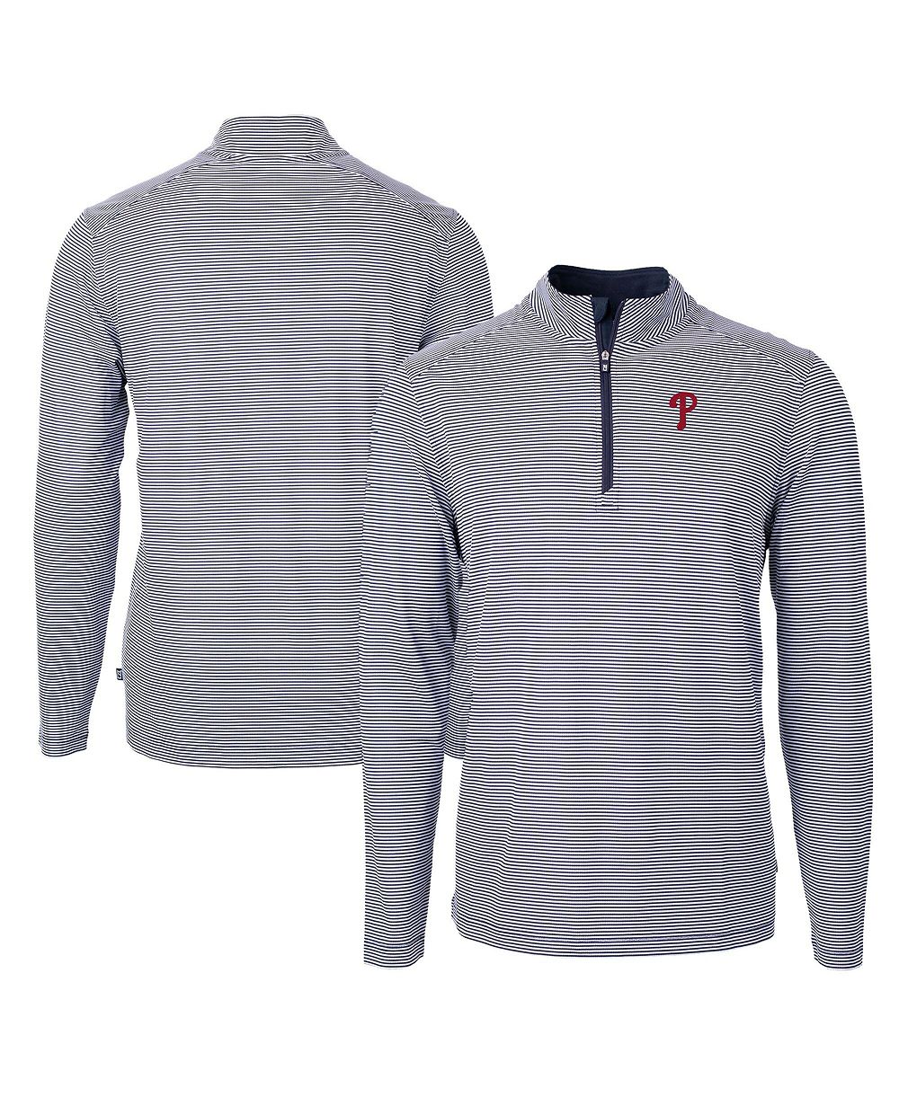 Мужской джемпер Cutter Buck Philadelphia Phillies Virtue Eco Pique Micro Stripe Quarter-Zip Pullover