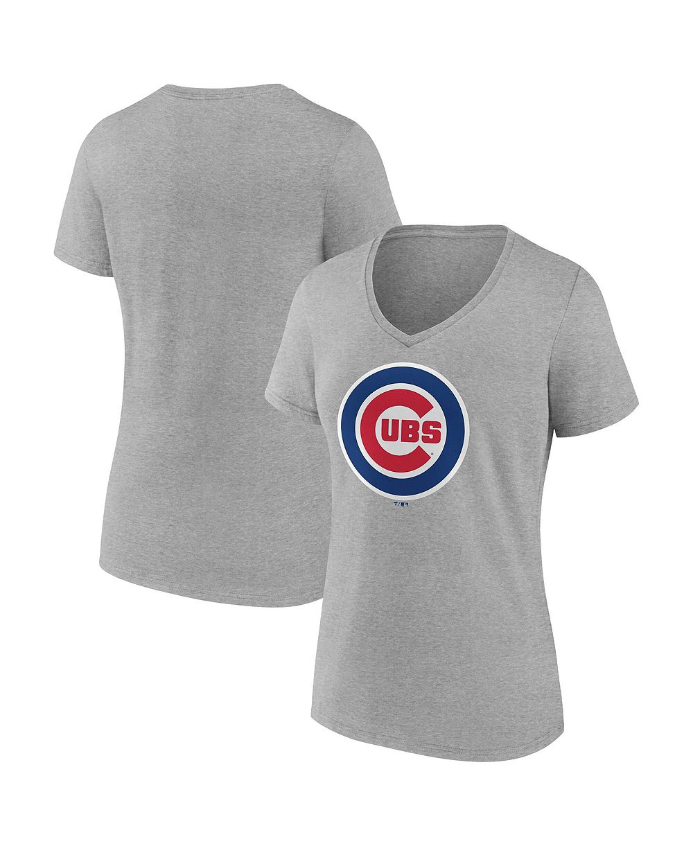 Logo Athletic Женская серая футболка Chicago Cubs V-Neck
