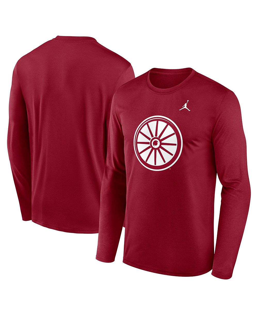 Мужская футболка Jordan Crimson Oklahoma Sooners Primetime Alternate Logo Legend с длинным рукавом