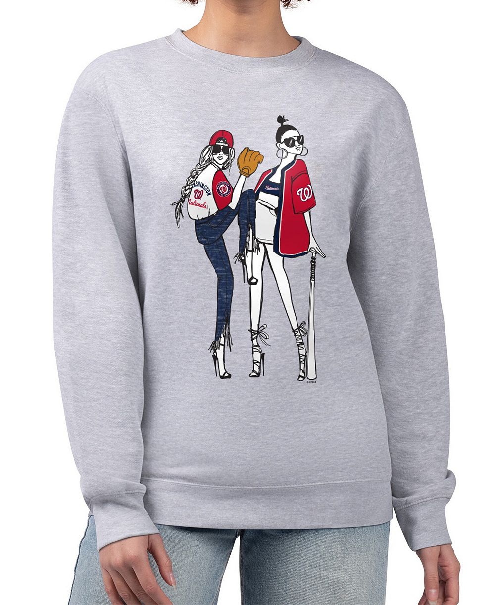G-III 4Her by Carl Banks Women's Heather Gray Washington Nationals Baseball Girls Fleece Pullover Sweatshirt