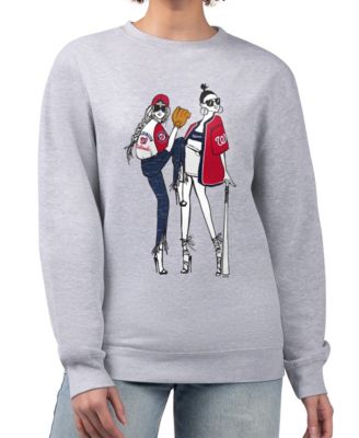 G-III 4Her by Carl Banks Women's Heather Gray Washington Nationals Baseball Girls Fleece Pullover Sweatshirt
