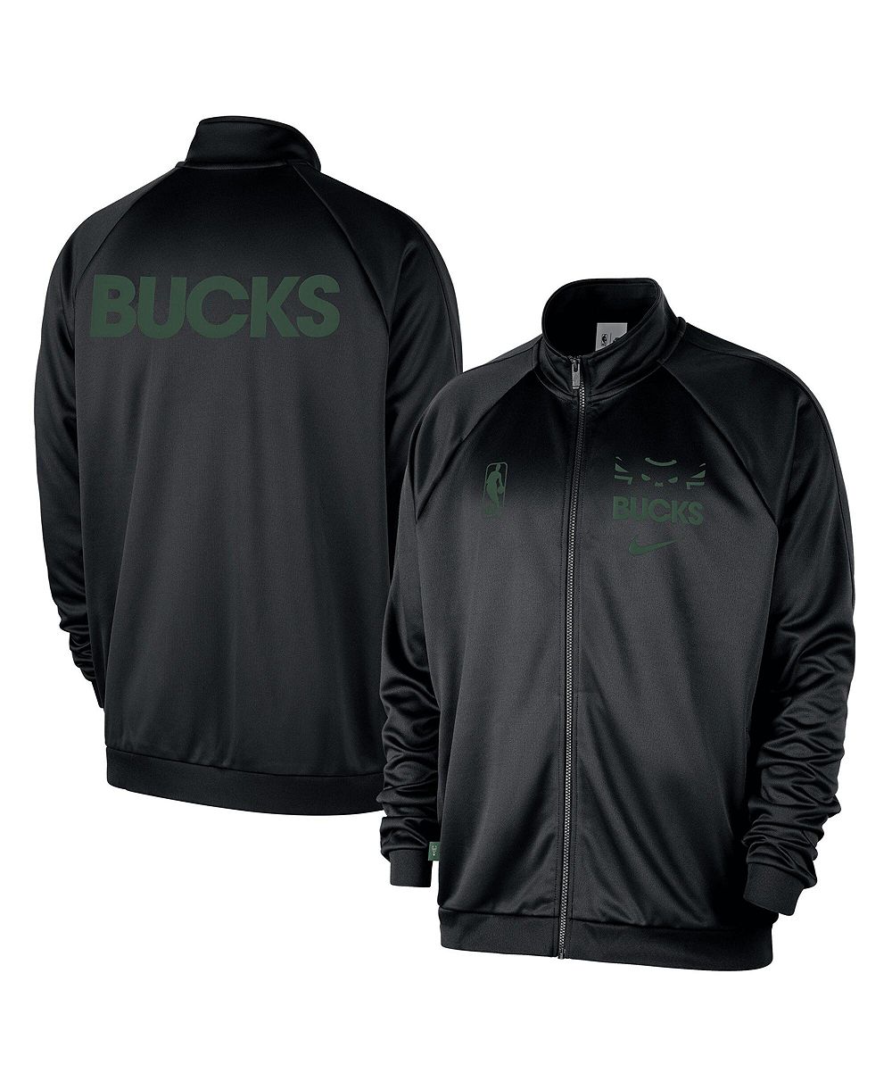Nike Men's  Black Milwaukee Bucks Courtside Pique Club Full-Zip Track Jacket