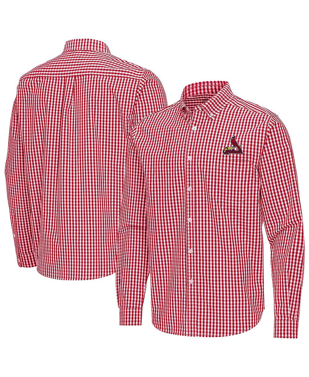 Мужская рубашка Antigua Red St. Louis Cardinals Ellis Woven Tri-Blend Button-Down