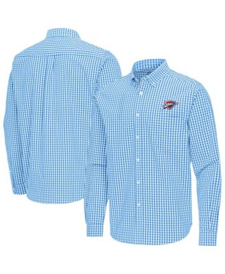 Мужская рубашка Antigua Oklahoma City Thunder Ellis Woven Tri-Blend с пуговицами, светло-голубая