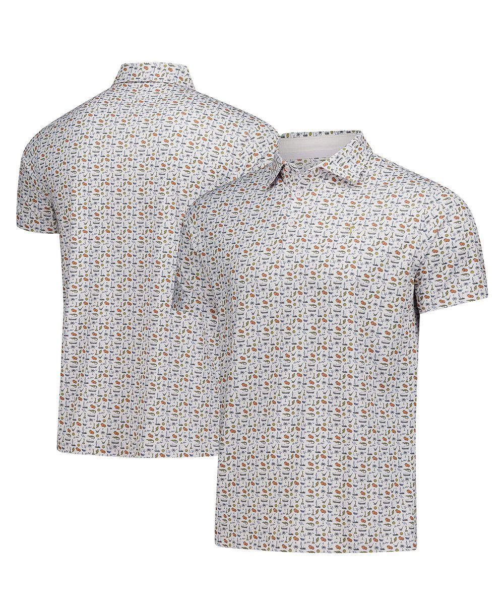 Barstool Golf Men's White THE PLAYERS Florida Garb Printed Polo Shirt