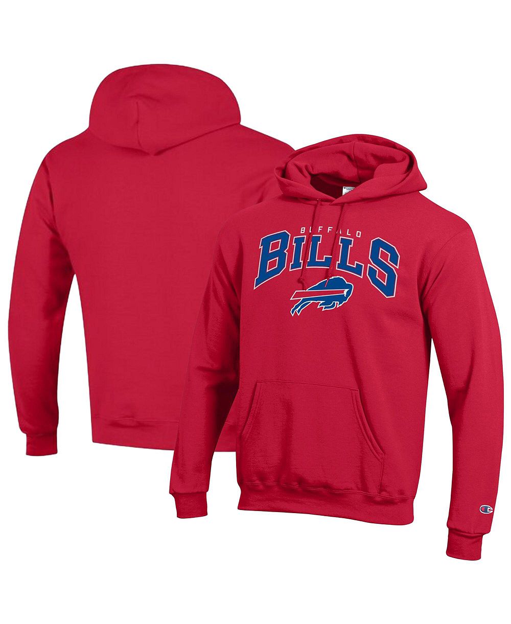 Champion Men's Red Buffalo Bills Powerblend Arch over Logo Hoodie