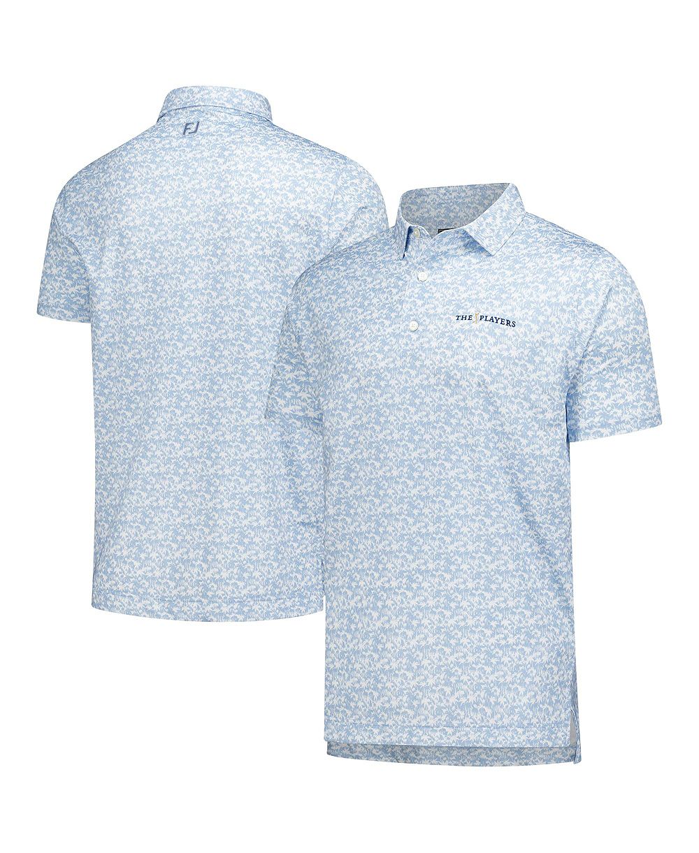 Мужская рубашка-поло FootJoy Light Blue THE PLAYERS с принтом пальм