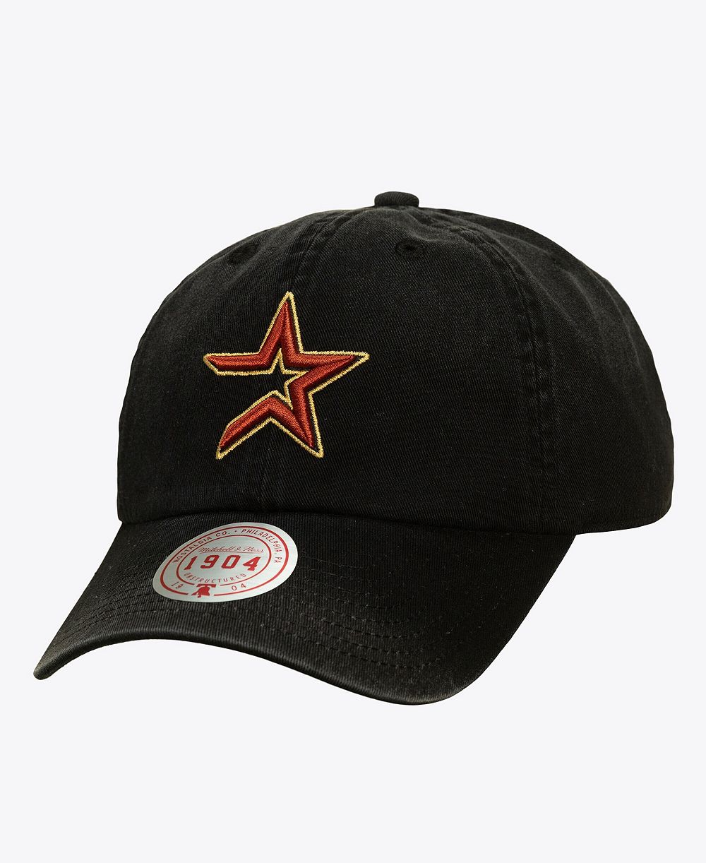 Mitchell & Ness Men's and Women's Black Houston Astros 1904 Soft Wash Cooperstown Adjustable Hat