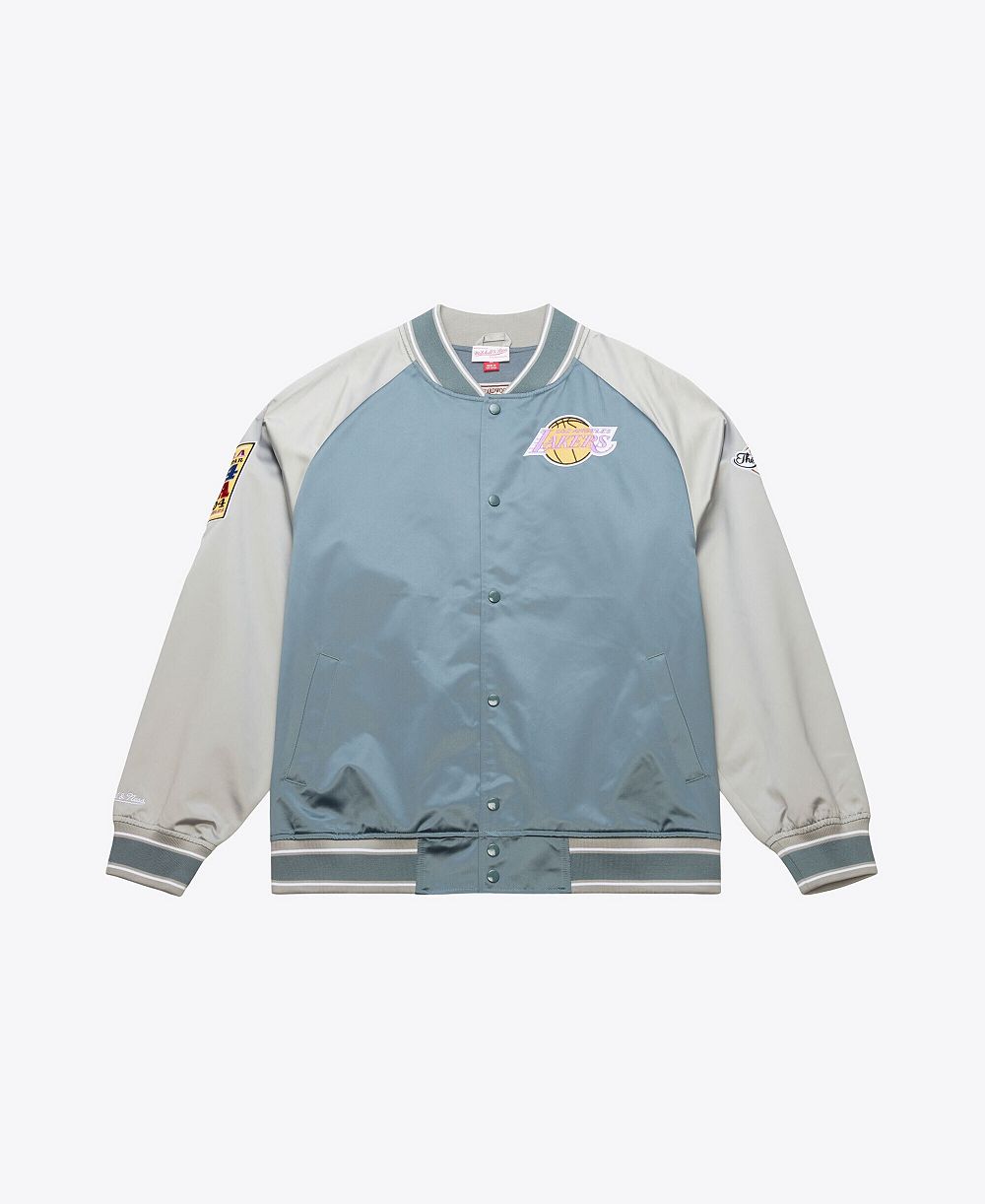 Mitchell & Ness Men's Blue/Silver Los Angeles Lakers Thunderstorm Lightweight Satin Full-Snap Jacket