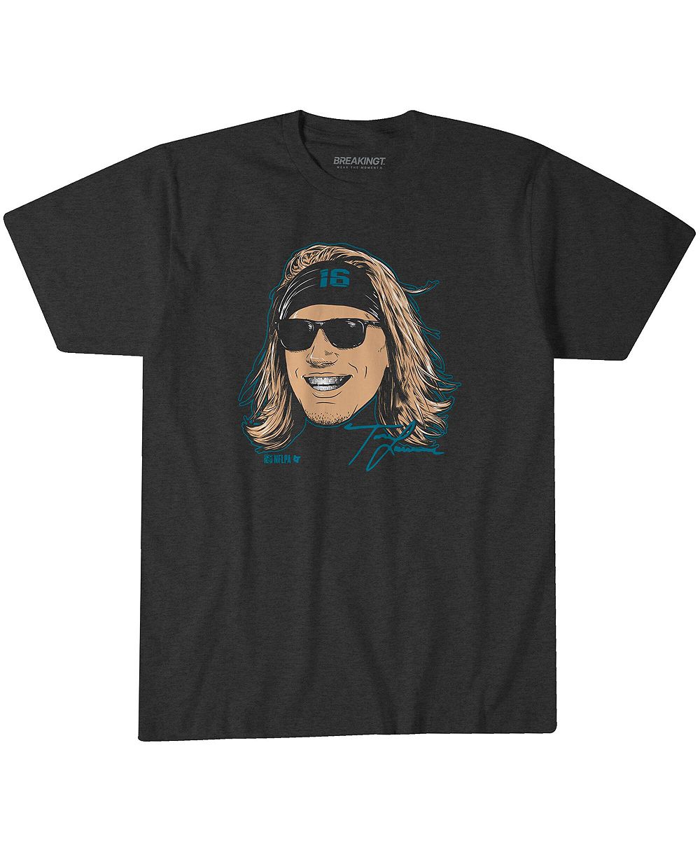 BreakingT Мужская и Женская футболка Trevor Lawrence Charcoal Jacksonville Jaguars Steezy Trev