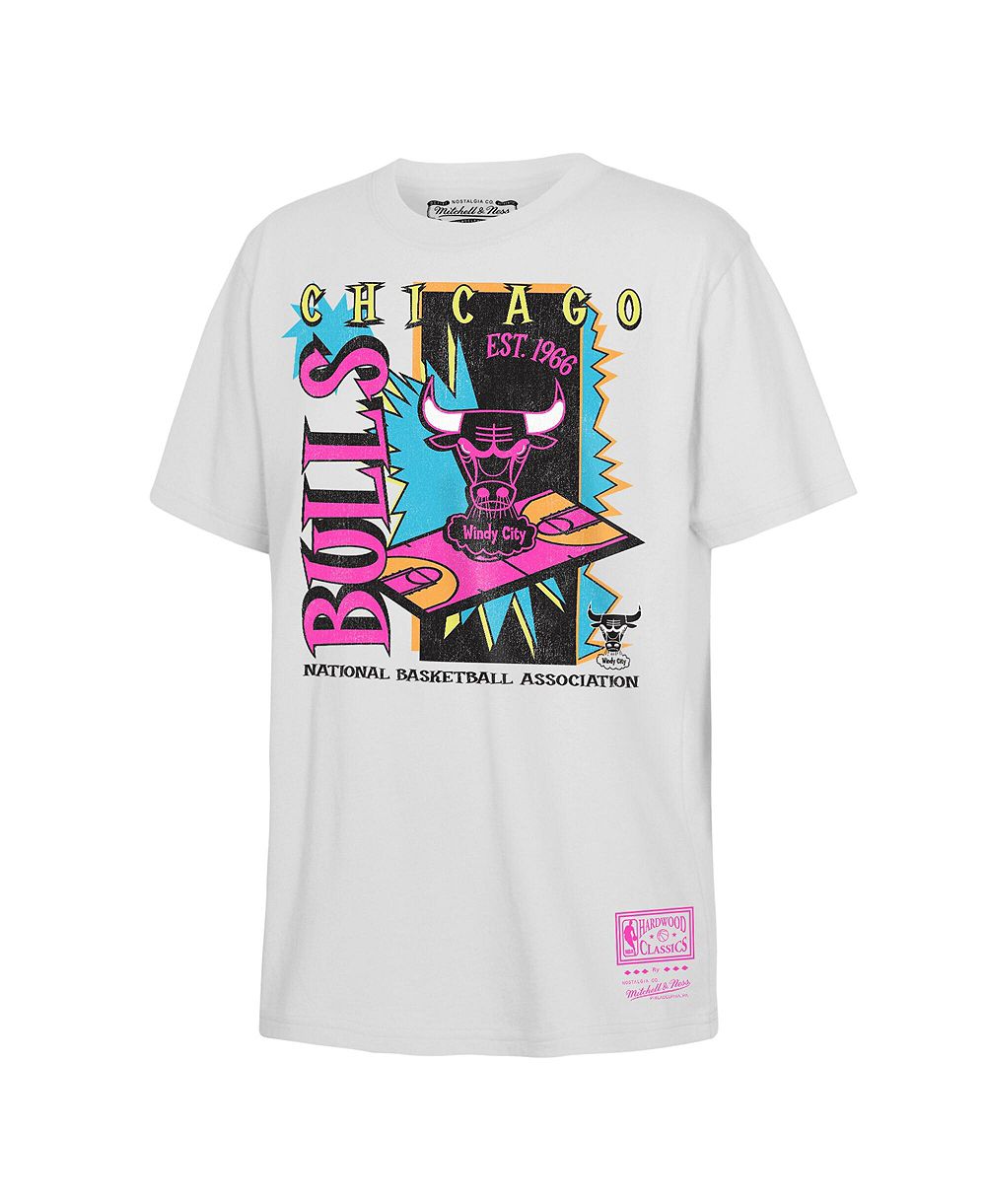 Детская белая футболка Mitchell & Ness Chicago Bulls Neon Court Shock