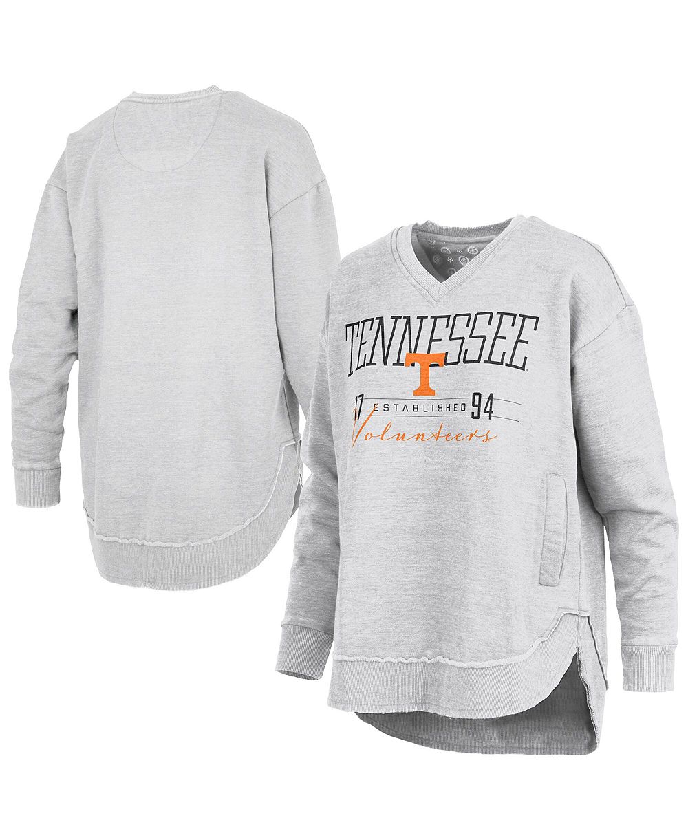 Женский свитшот Pressbox Heather Gray Tennessee Volunteers Marcus East Hall Poncho V-Neck