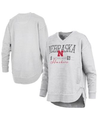 Женская толстовка Pressbox Heather Gray Nebraska Huskers Marcus East Hall Poncho V-Neck