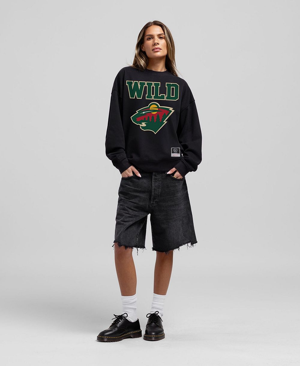 Женское свитшот Mitchell & Ness Minnesota Wild Core Oversized черного цвета
