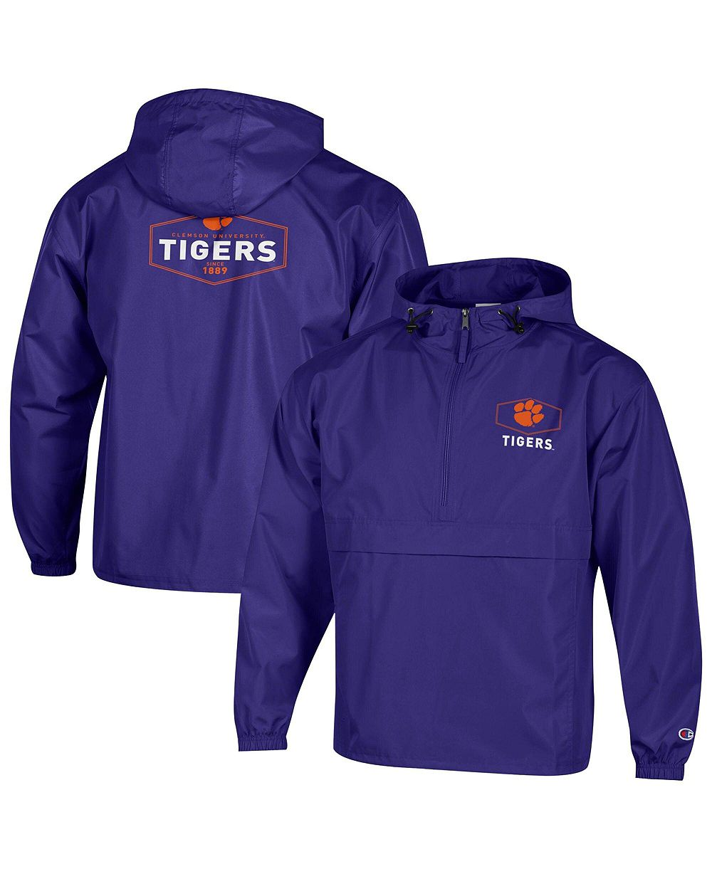 Champion Men's Purple Clemson Tigers Delay Packable Half-Zip Jacket
