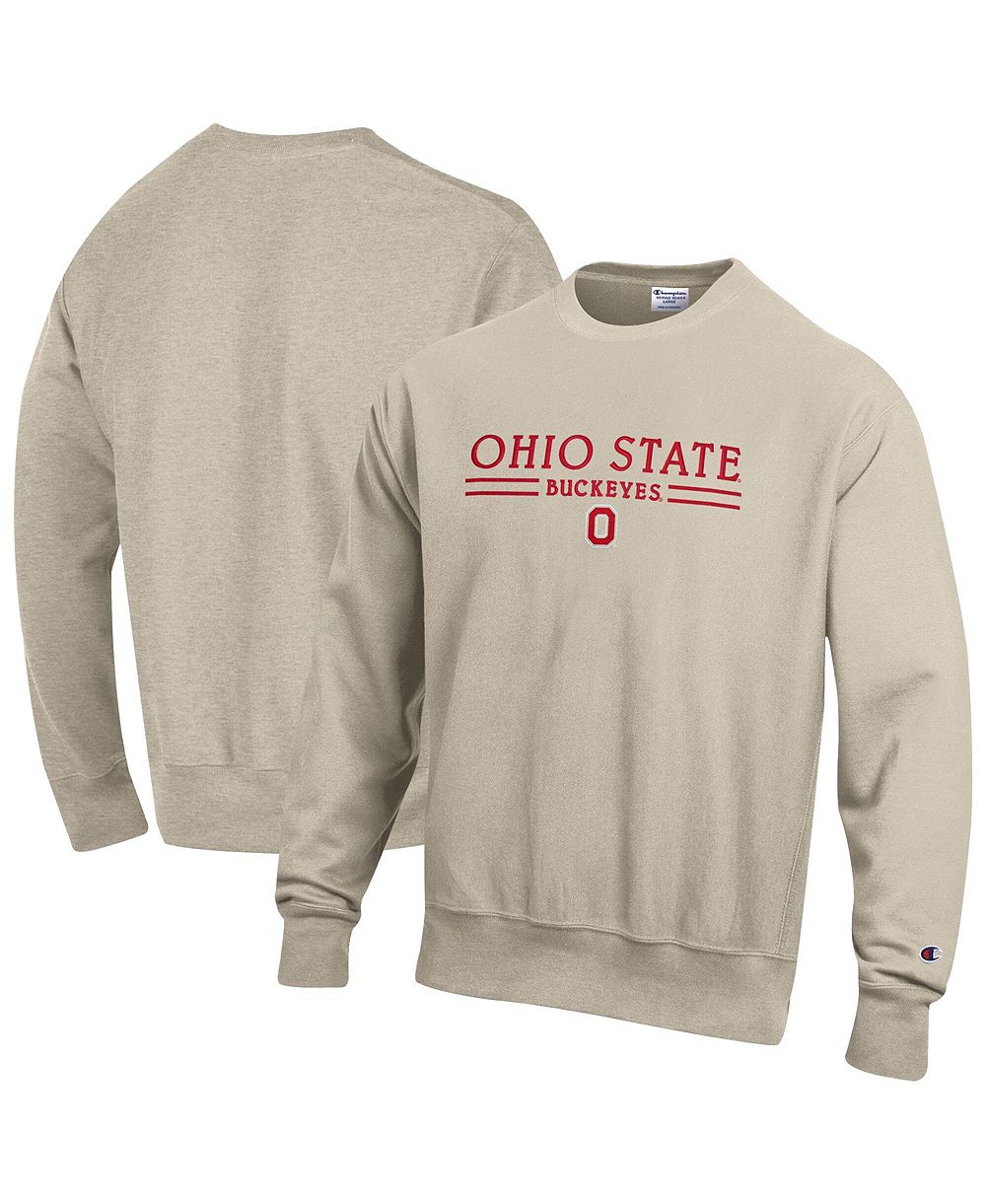 Champion Мужской свитшот Reverse Weave Crewneck, цвет Oatmeal, Ohio State Buckeyes