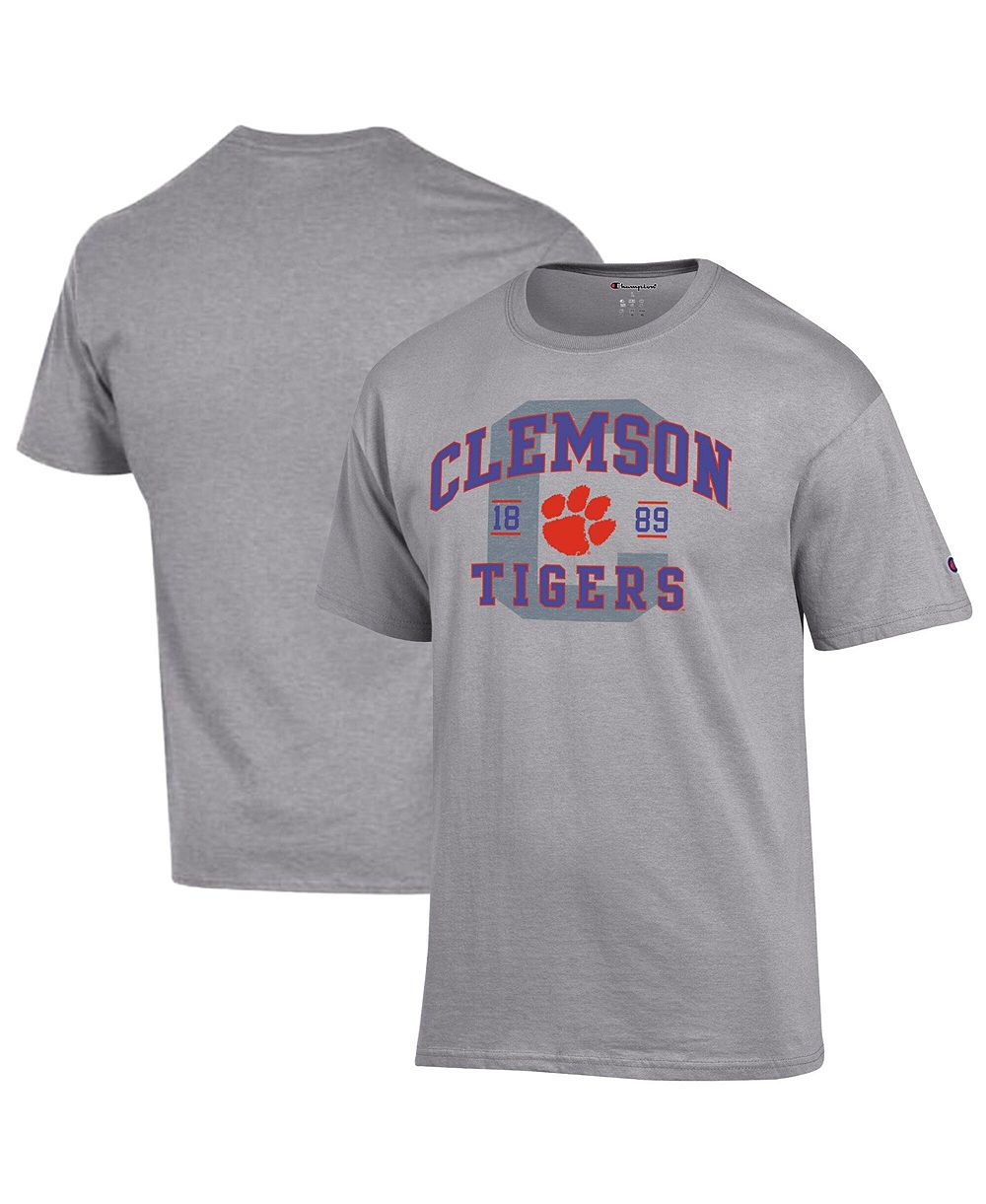 Мужская футболка Champion Heather Gray Clemson Tigers Varsity