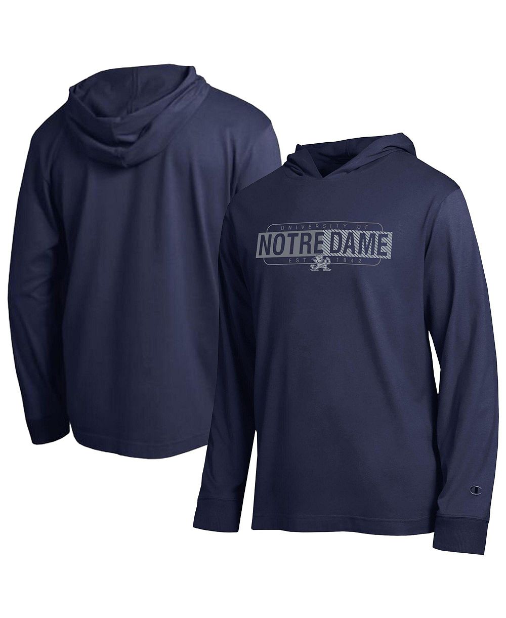 Мужская лонгслив Champion Navy Notre Dame Fighting Irish Gradient All-Star Hooded T-Shirt