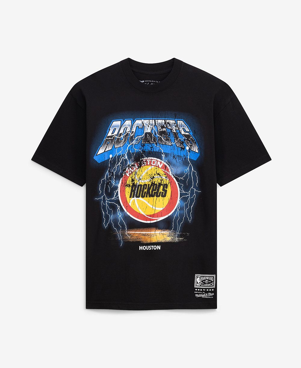 Мужская футболка Mitchell & Ness Black Houston Rockets Lightning