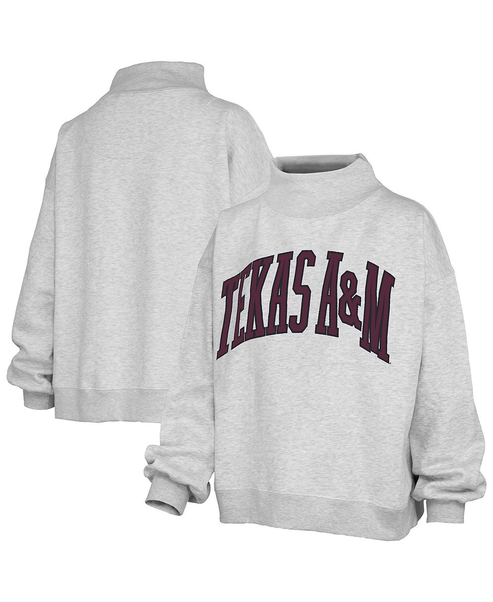 Женская толстовка Pressbox Women's Ash Texas A M Aggies Oversized Nelson Mock Neck Sweatshirt