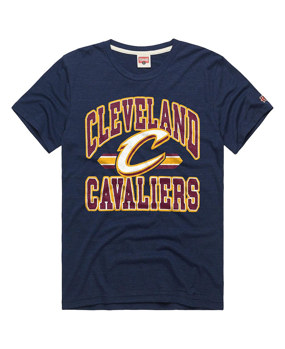 Homage Мужская и Женская темно-синяя футболка Cleveland Cavaliers Stripes Tri-Blend