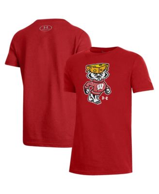Under Armour Big Boys and Girls Red Wisconsin Badgers 2026 Lambeau Field Collection Bucky Cheesehead Performance T-Shirt