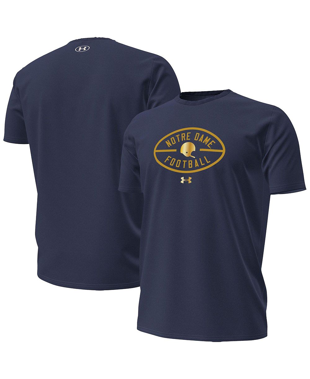 Under Armour Men's Navy Notre Dame Fighting Irish 2026 Shamrock Series Metallic Football Icon Performance Cotton T-Shirt