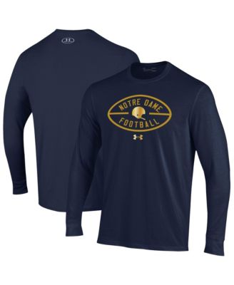Under Armour Men's Navy Notre Dame Fighting Irish 2026 Shamrock Series Metallic Football Icon Performance Cotton Long Sleeve T-Shirt