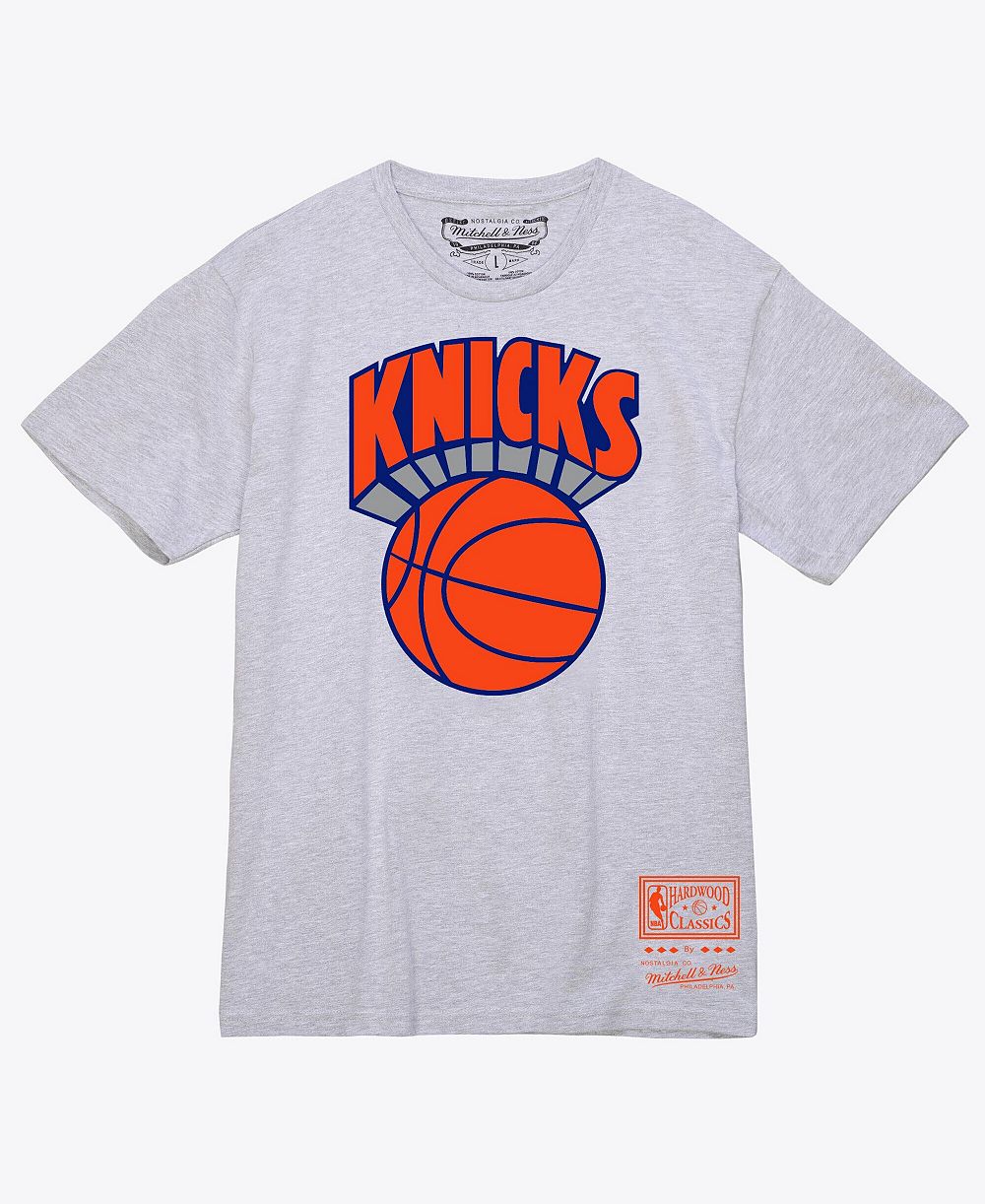 Мужская футболка Mitchell & Ness Heather Gray New York Knicks Basic Logo