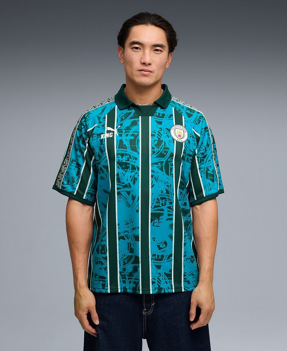 Мужская джерси Puma Men's Turquoise Manchester City King Retro Fashion Jersey