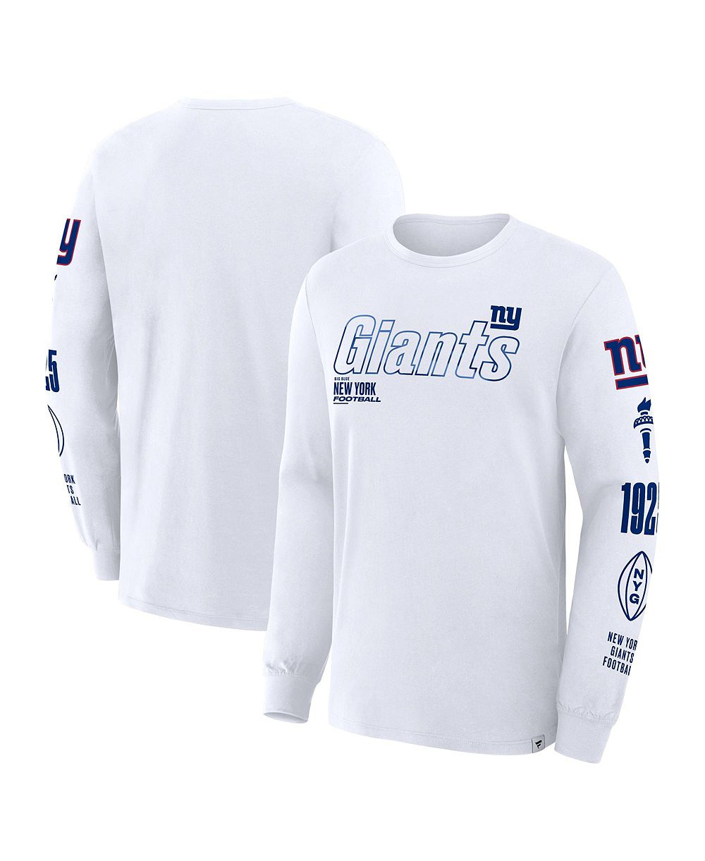 Fanatics Men's White New York Giants Checkdown Pass Long Sleeve T-Shirt