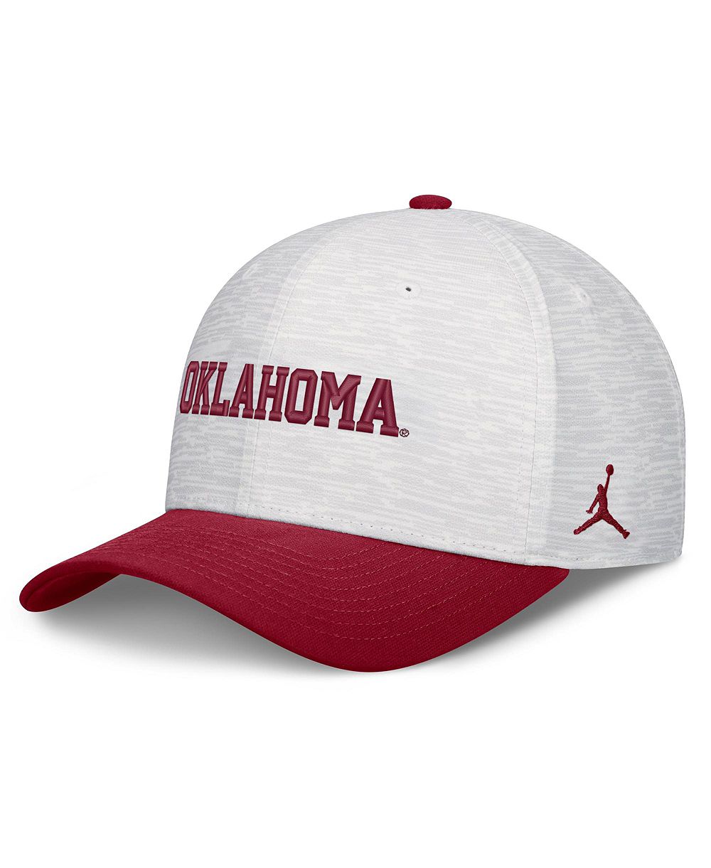 Мужская и женская кепка Jordan Oklahoma Sooners Primetime Rise Adjustable White/Crimson