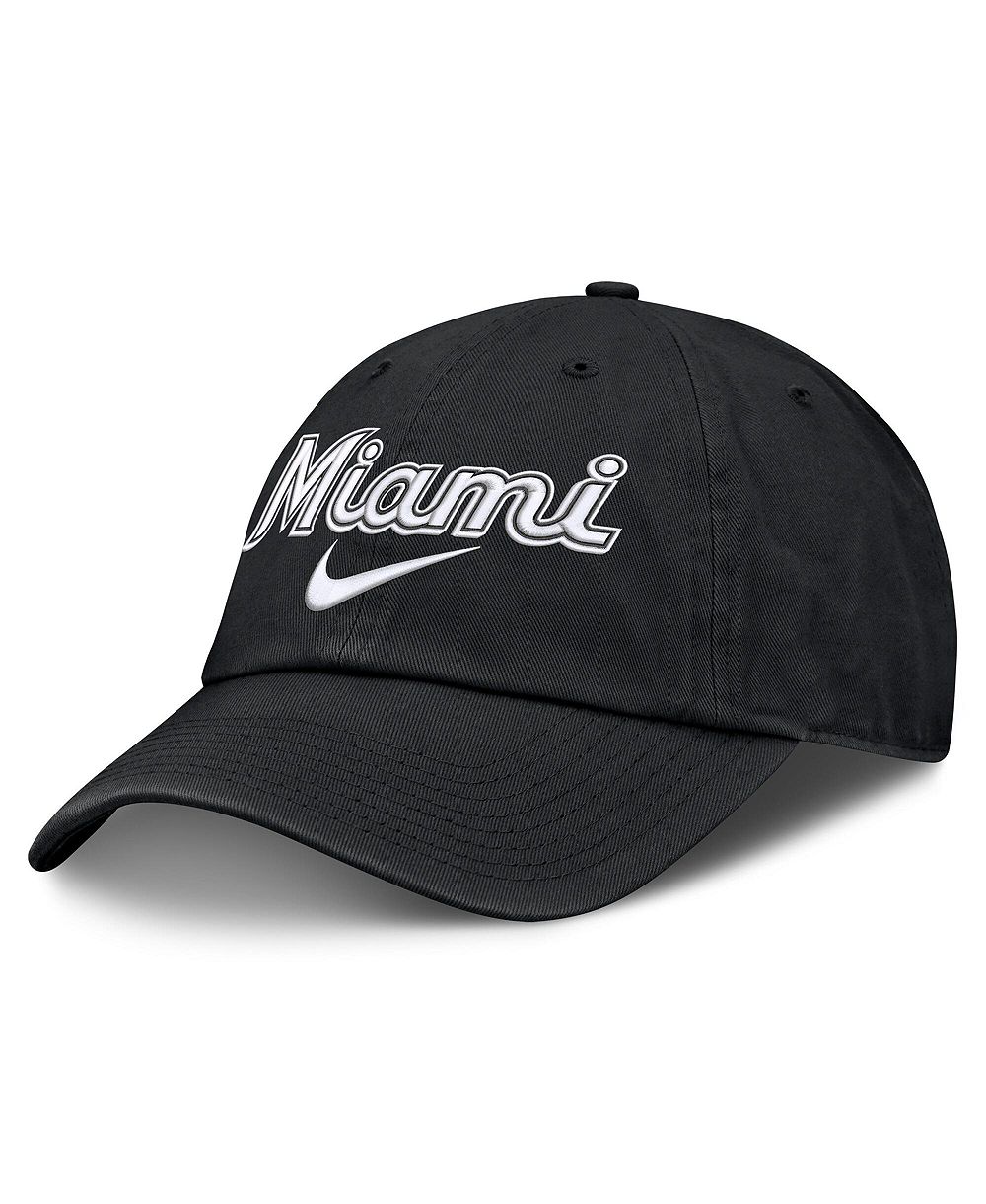 Nike Мужская черная кепка Miami Marlins Primetime Club регулируемая