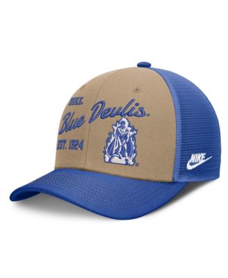Мужская и женская кепка Nike Beige/Royal Duke Blue Devils Legacy Rise Trucker Adjustable
