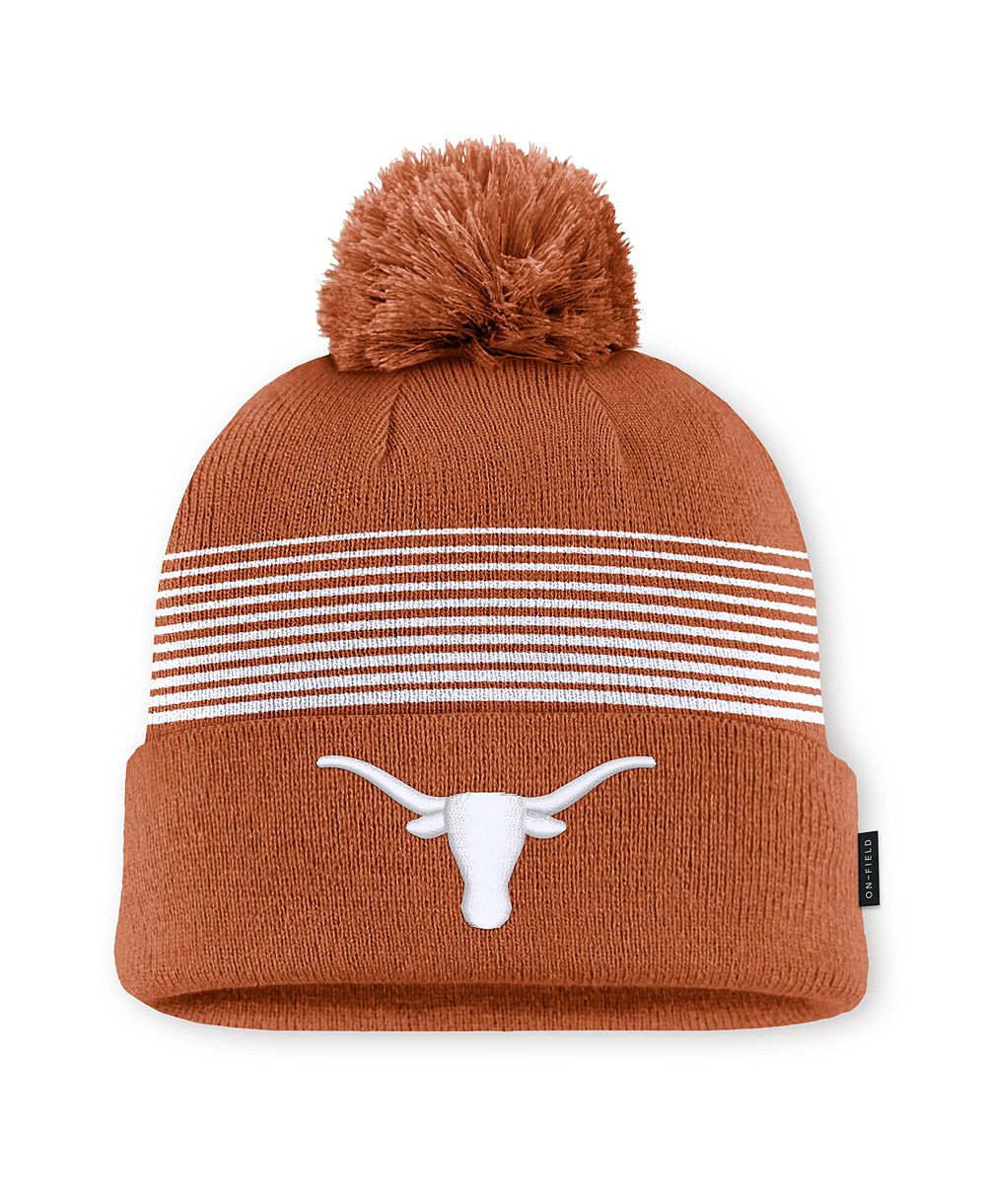 Шапка Nike Men's и Women's Texas Orange Texas Longhorns 2026 On-Field Cuffed Knit Pom