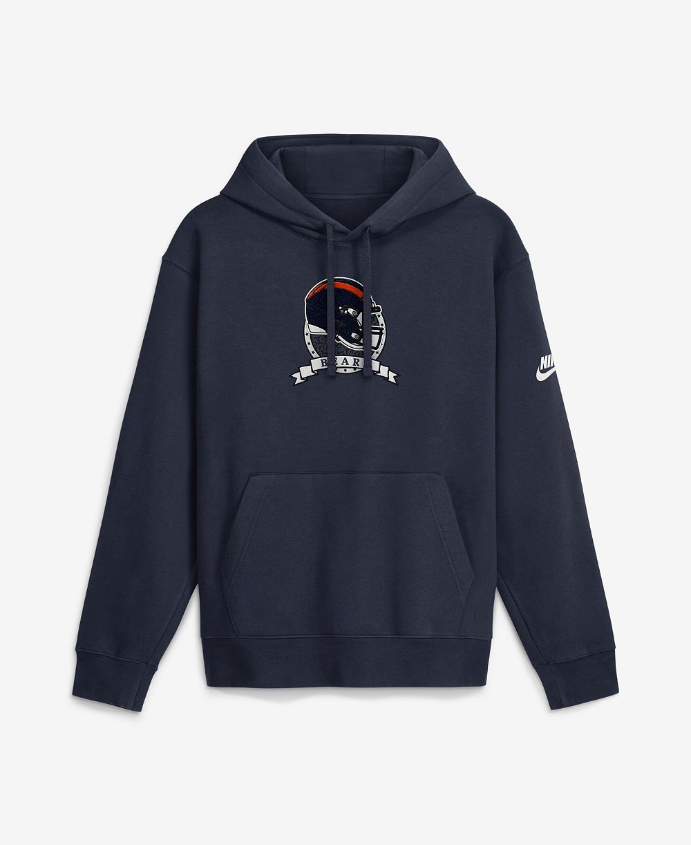Мужская толстовка Nike Men's Navy Chicago Bears Short Pass Rewind Club Fleece Hoodie