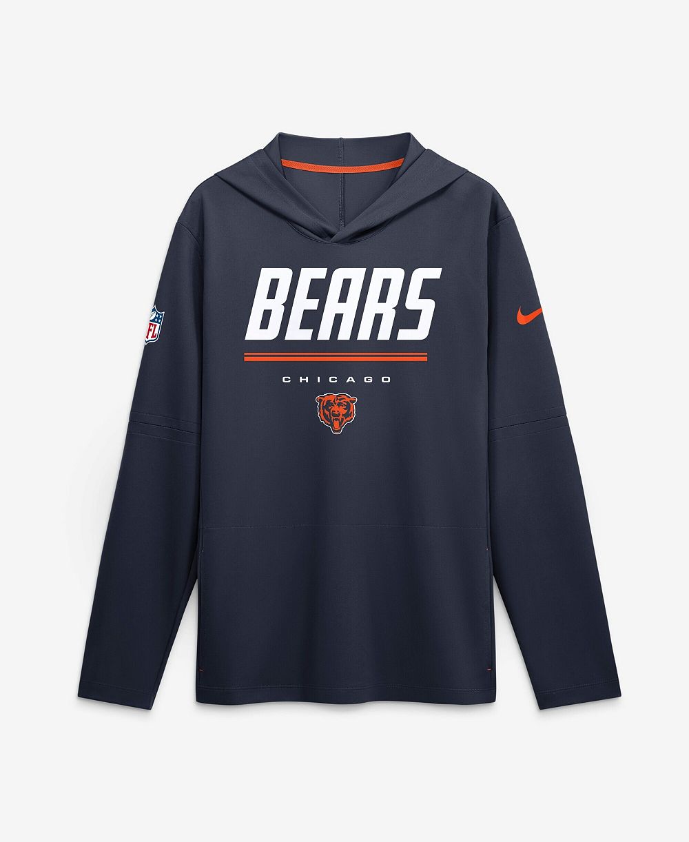 Мужское худи Nike Navy Chicago Bears Big & Tall Sideline Game On Lightweight Long Sleeve Dri-FIT