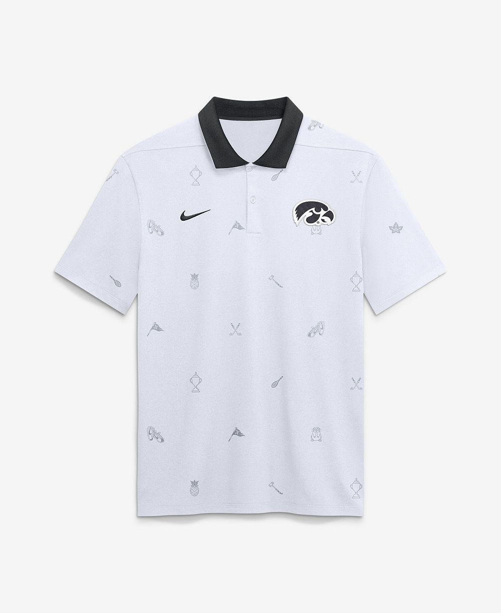 Nike Мужская White Iowa Hawkeyes Vapor Pattern Dri-FIT Polo Shirt
