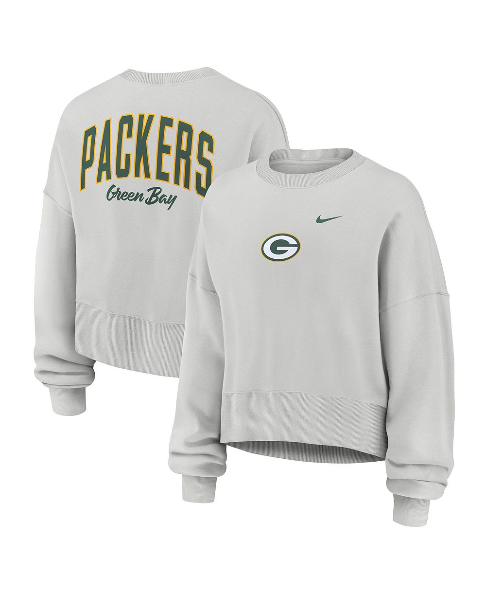 Nike Women's Gray Green Bay Packers Oversized Primetime Phoenix Fleece Sweatshirt